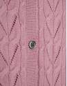 Pink cable knitted wool/cotton ribbed cardigan | Roberto Verino