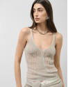 Openwork knitted armhole top with beige lurex | Roberto Verino