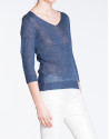 Navy blue V-neck linen sweater 