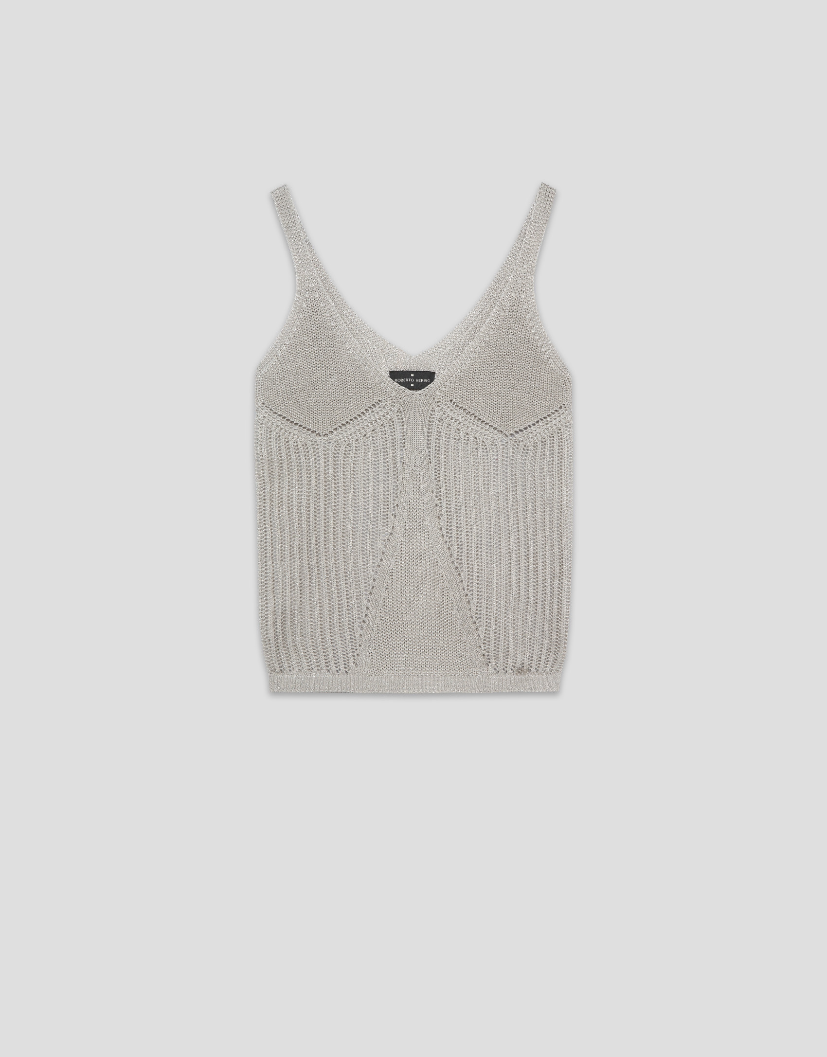 Top sisas punto calado con lúrex beige - Mujer | Roberto Verino