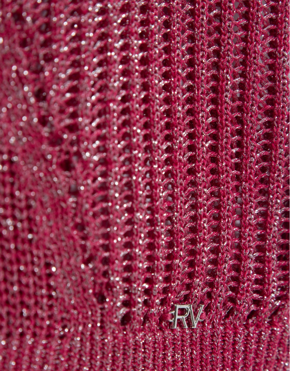Openwork knit top with raspberry lurex - Woman | Roberto Verino