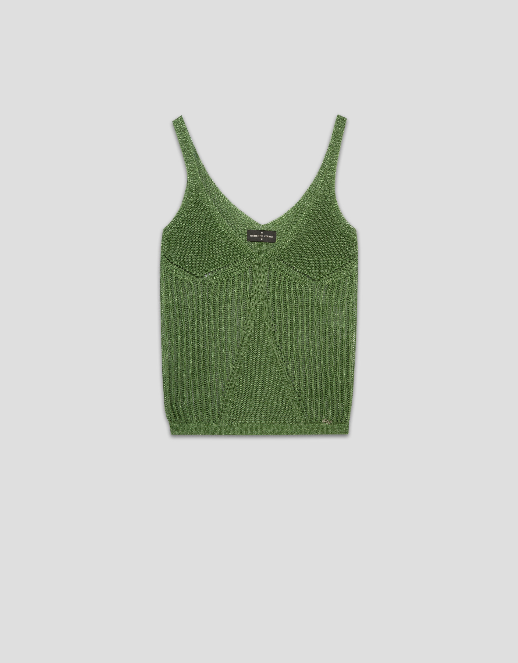 Openwork knit top with light green lurex ... | Roberto Verino