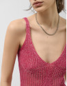 Openwork knit top with raspberry lurex - Woman | Roberto Verino