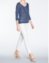 Jersey de lino en azul marino cuello V.