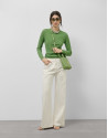 Green cable knit long sleeve wool sweater | Roberto Verino