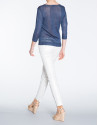 Navy blue V-neck linen sweater 
