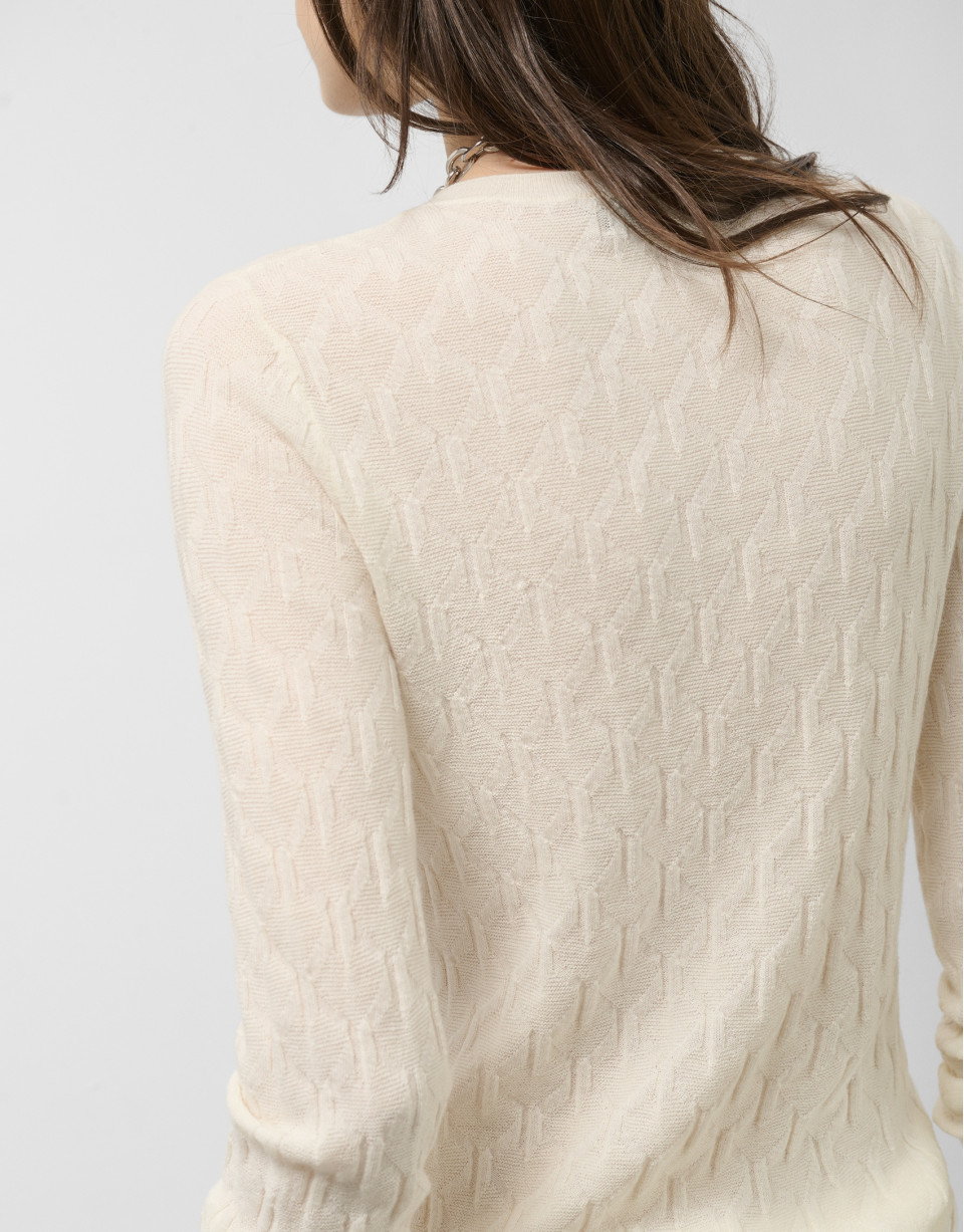 Long sleeve wool sweater with ecru eights | Roberto Verino