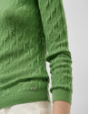 Green cable knit long sleeve wool sweater | Roberto Verino