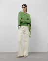 Green cable knit long sleeve wool sweater | Roberto Verino