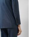 Navy blue light wool glen plaid blazer with one button