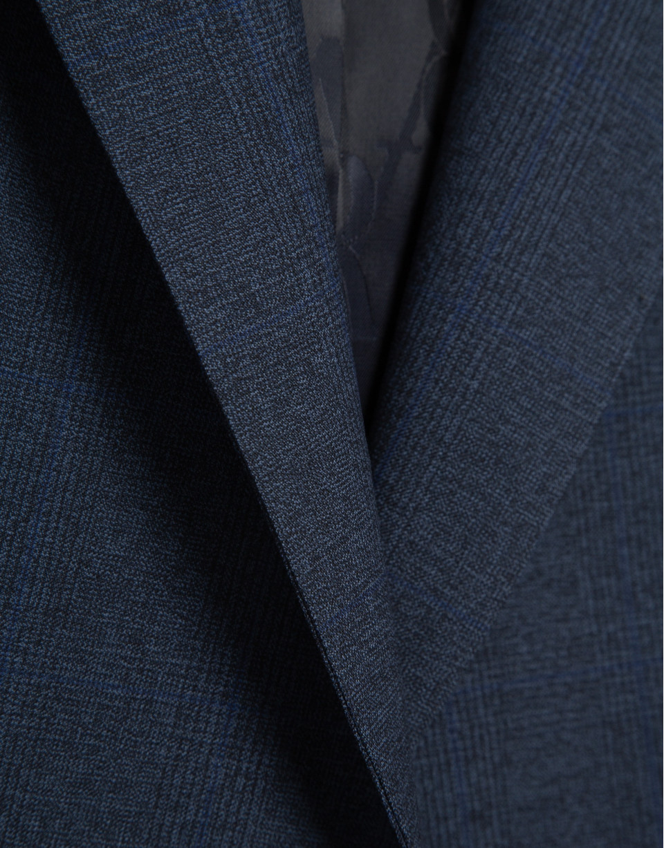 Blazer un botón lana fresca cuadro gales azul marino