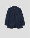 Blazer un botón lana fresca cuadro gales azul marino