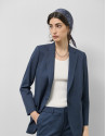 Blazer un botón lana fresca cuadro gales azul marino