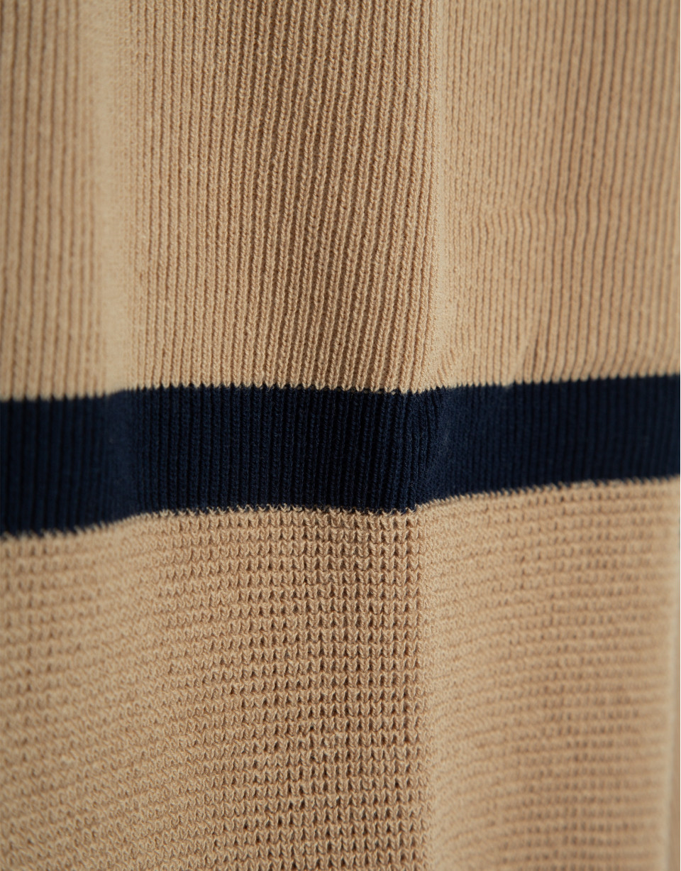 Camel/navy striped sweater - Man - SS2025 | Roberto Verino