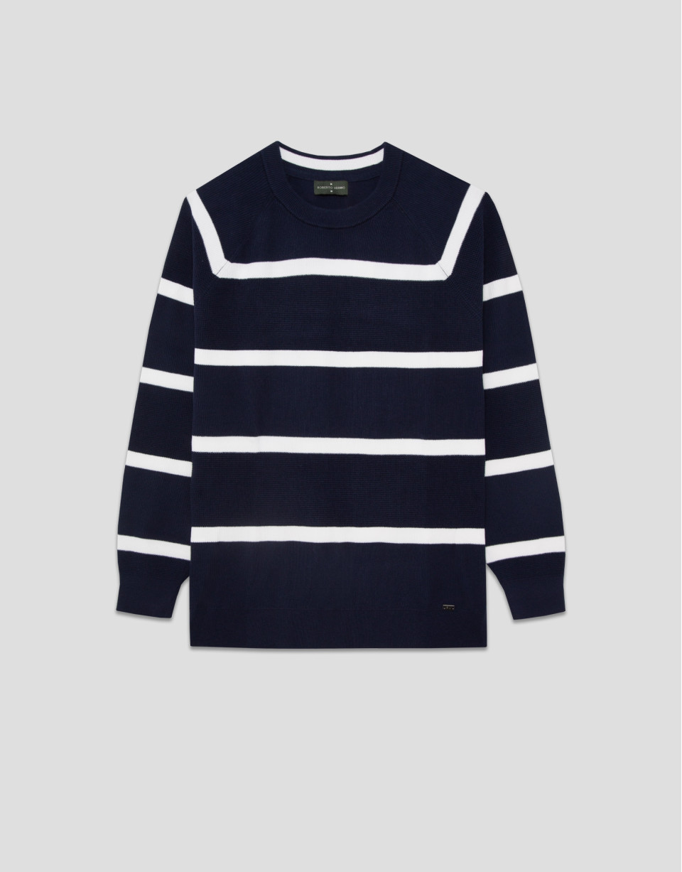 Navy/white striped sweater - Man - SS2025 | Roberto Verino