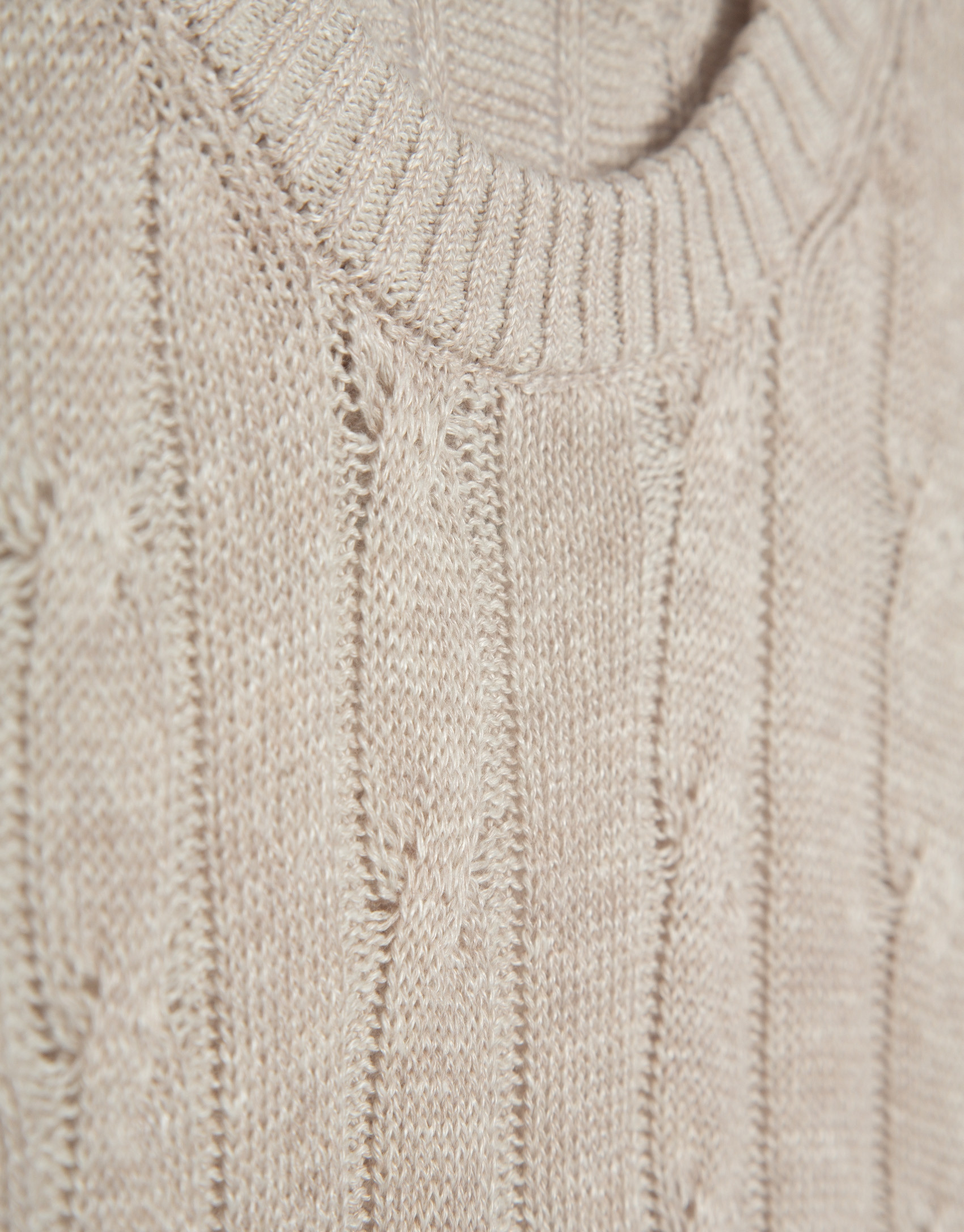 Beige cotton/linen cable knit sweater - Man | Roberto Verino