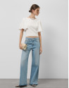 White cotton top with cape sleeves - Woman | Roberto Verino