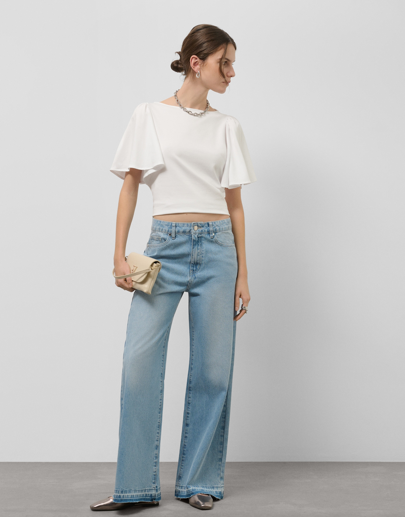 Camiseta manga capa en algodón blanco - Mujer | Roberto Verino