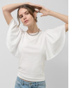 White cotton top with cape sleeves - Woman | Roberto Verino