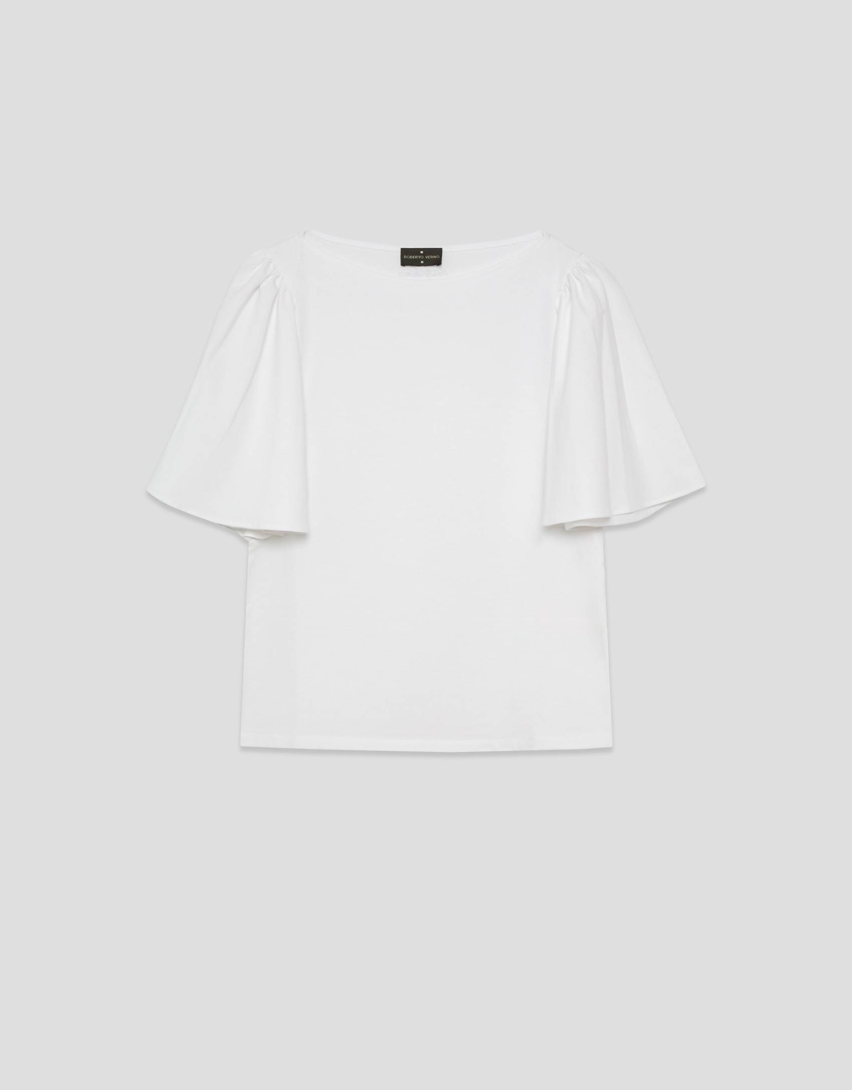 White cotton top with cape sleeves - Woman | Roberto Verino