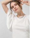 Camiseta manga capa en algodón blanco - Mujer | Roberto Verino