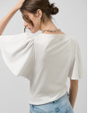 Camiseta manga capa en algodón blanco - Mujer | Roberto Verino