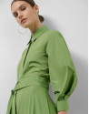 Vestido camisero midi manga larga tafeta verde | Roberto Verino