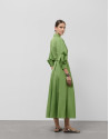 Vestido camisero midi manga larga tafeta verde | Roberto Verino