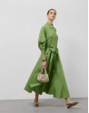 Vestido camisero midi manga larga tafeta verde | Roberto Verino