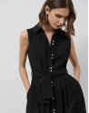 Black midi devoré shirtwaist dress with ... | Roberto Verino