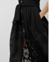 Black midi devoré shirtwaist dress with ... | Roberto Verino