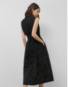Black midi devoré shirtwaist dress with ... | Roberto Verino