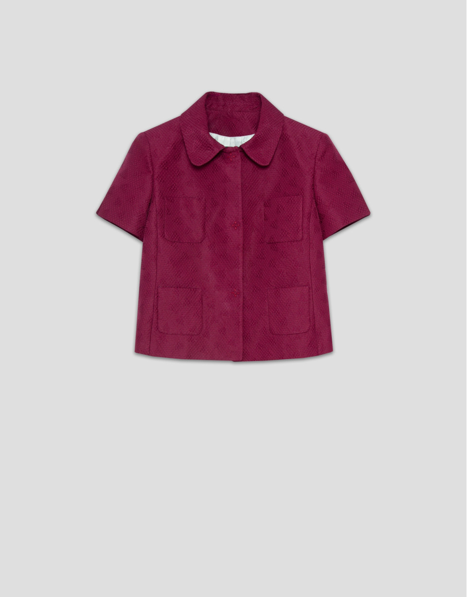 Raspberry piqué short sleeve jacket - Woman | Roberto Verino