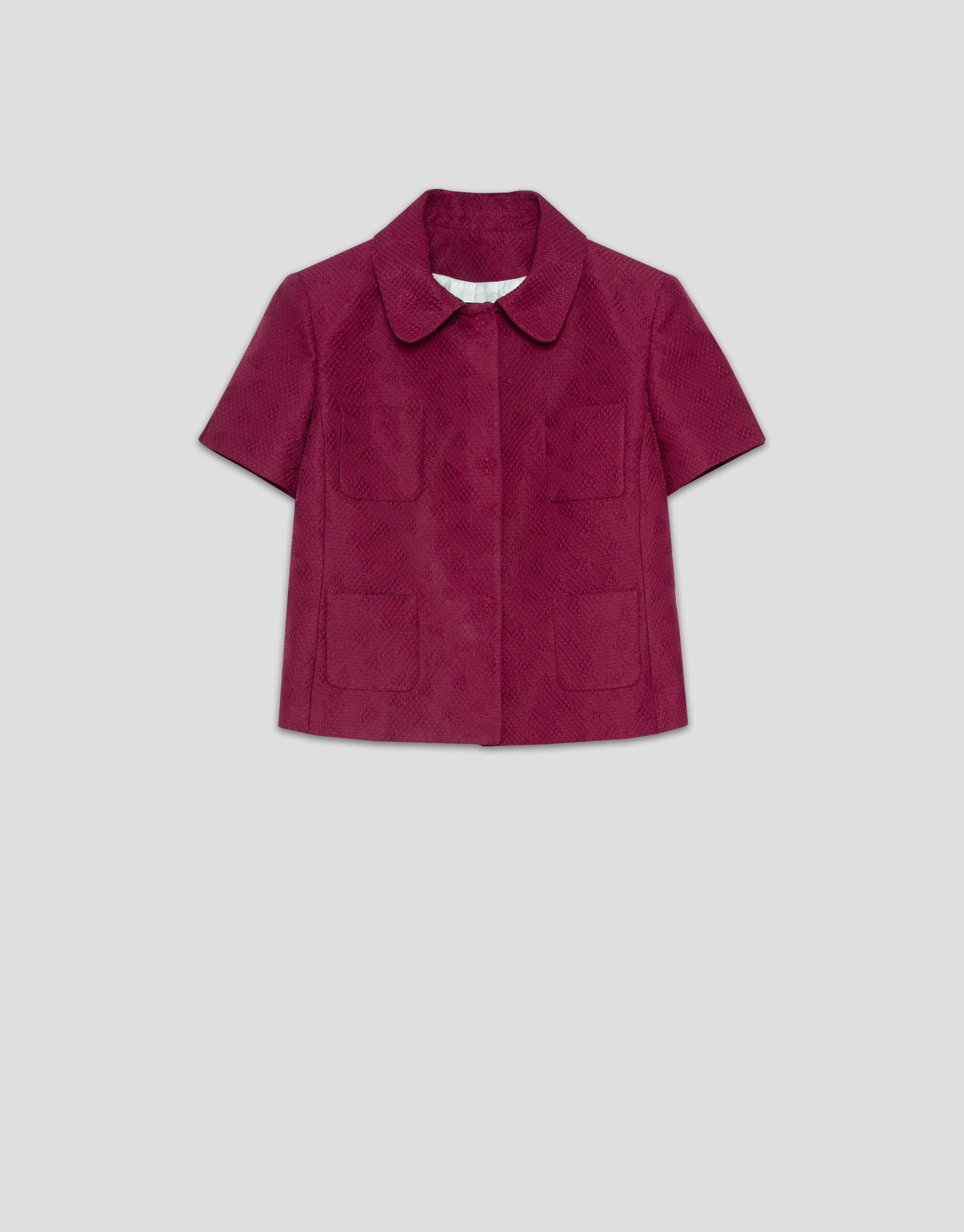 Raspberry piqué short sleeve jacket - Woman | Roberto Verino