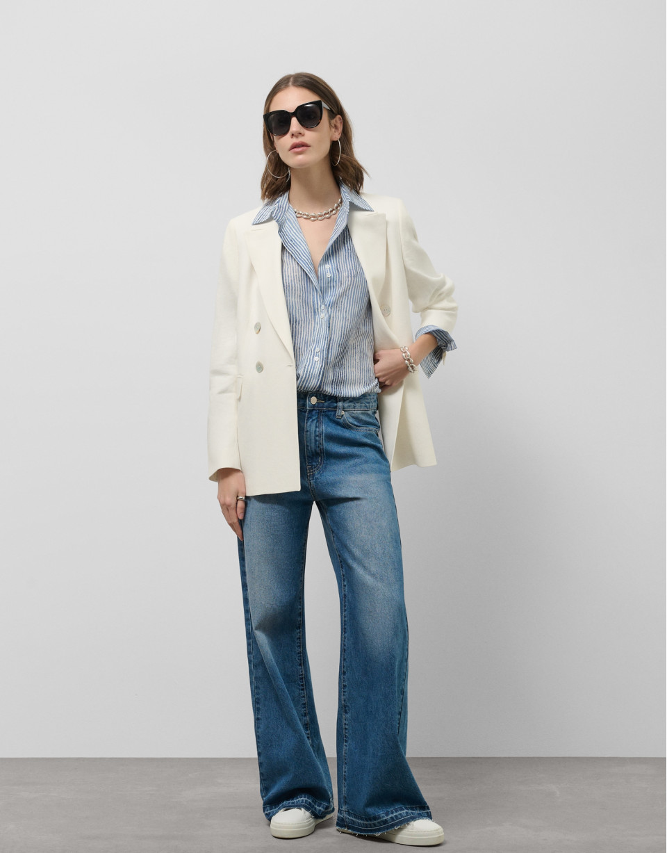 Blazer cruzada mezcla lino viscosa crudo | Roberto Verino