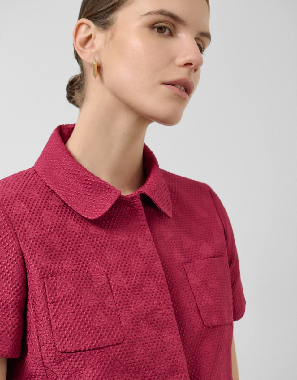Raspberry piqué short sleeve jacket - Woman | Roberto Verino
