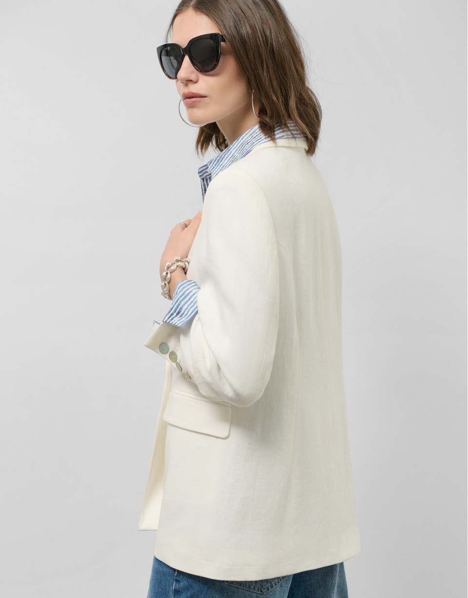 Blazer cruzada mezcla lino viscosa crudo | Roberto Verino