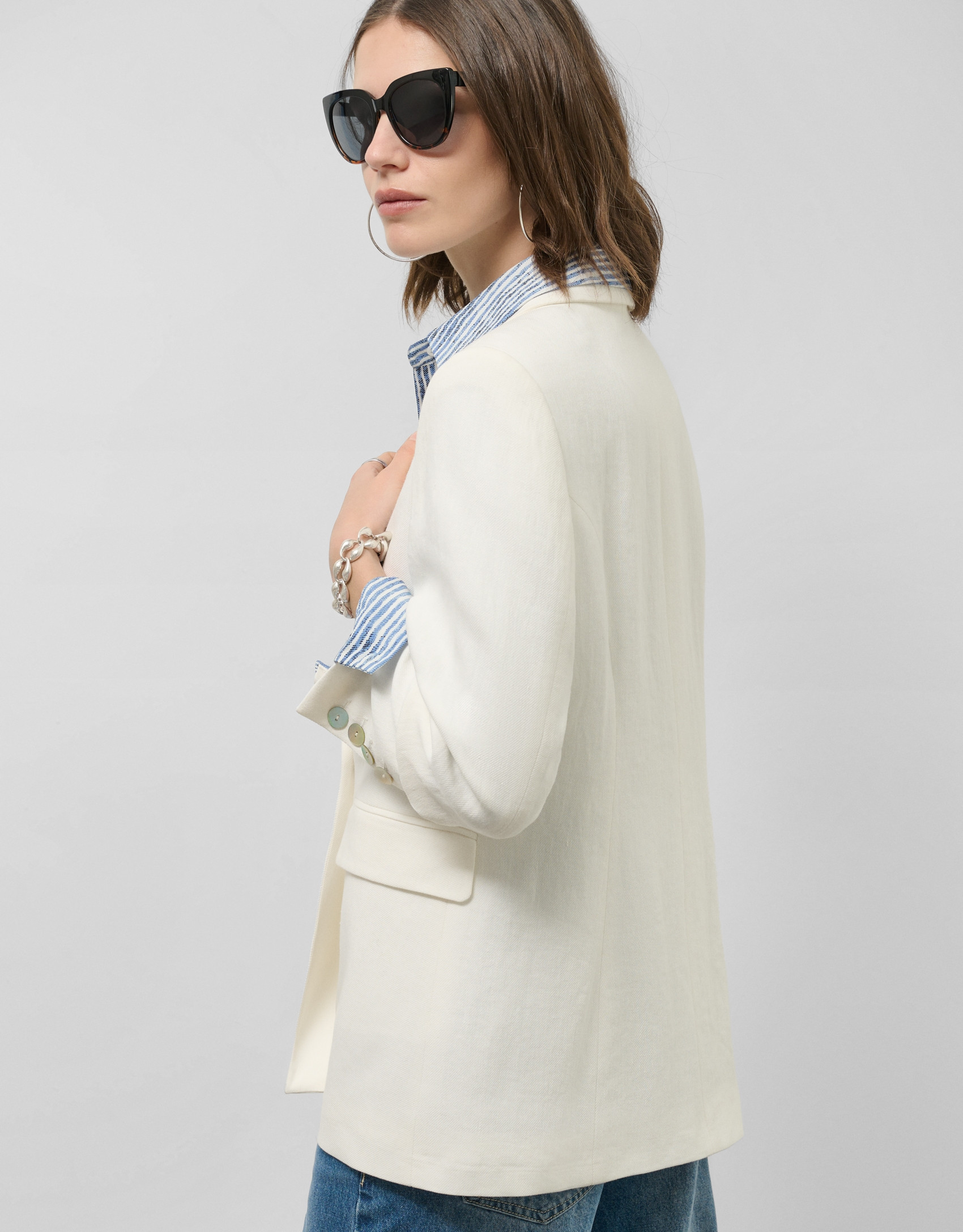 Blazer cruzada mezcla lino viscosa crudo | Roberto Verino