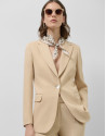 Taupe linen blazer with one button - Woman | Roberto Verino