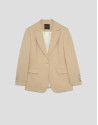 Taupe linen blazer with one button - Woman | Roberto Verino
