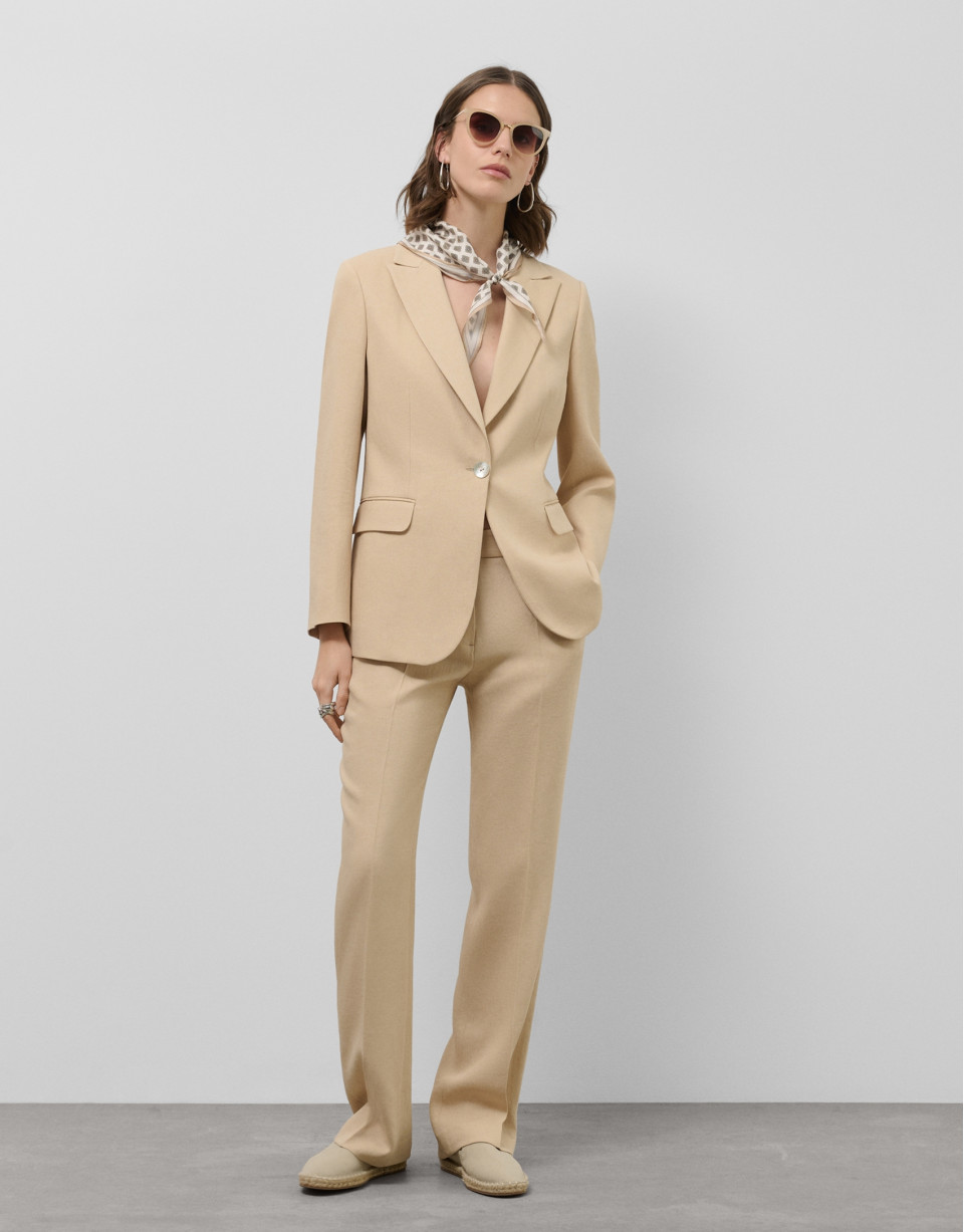 Taupe linen blazer with one button - Woman | Roberto Verino
