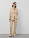 Taupe linen blazer with one button - Woman | Roberto Verino