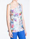 Floral print long asymmetric top 