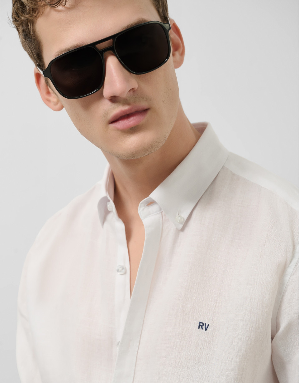 Regular white linen sport shirt - Man - SS2025 | Roberto Verino
