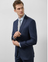 Navy blue microstructure regular fit half ... | Roberto Verino