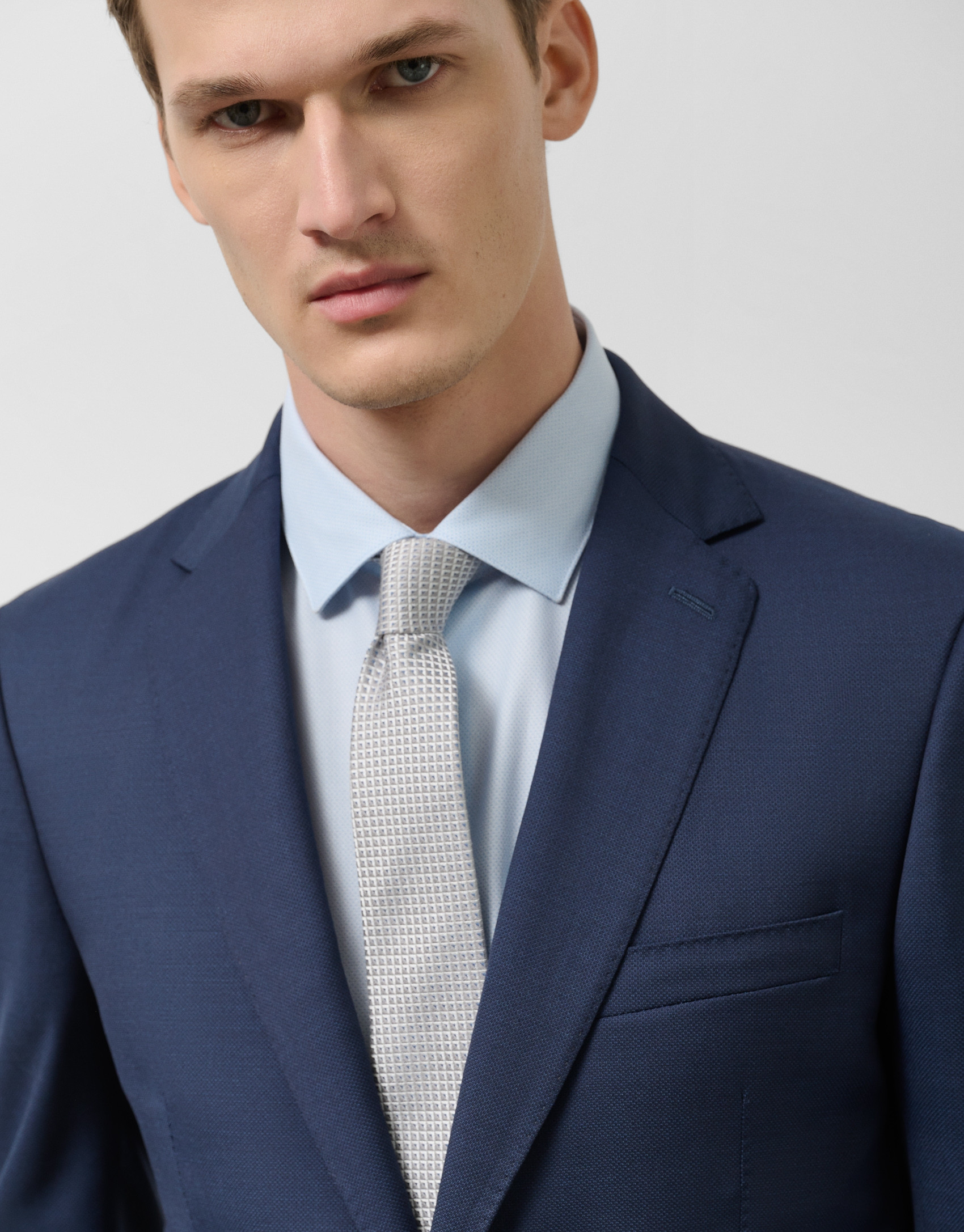 Navy blue microstructure regular fit half ... | Roberto Verino