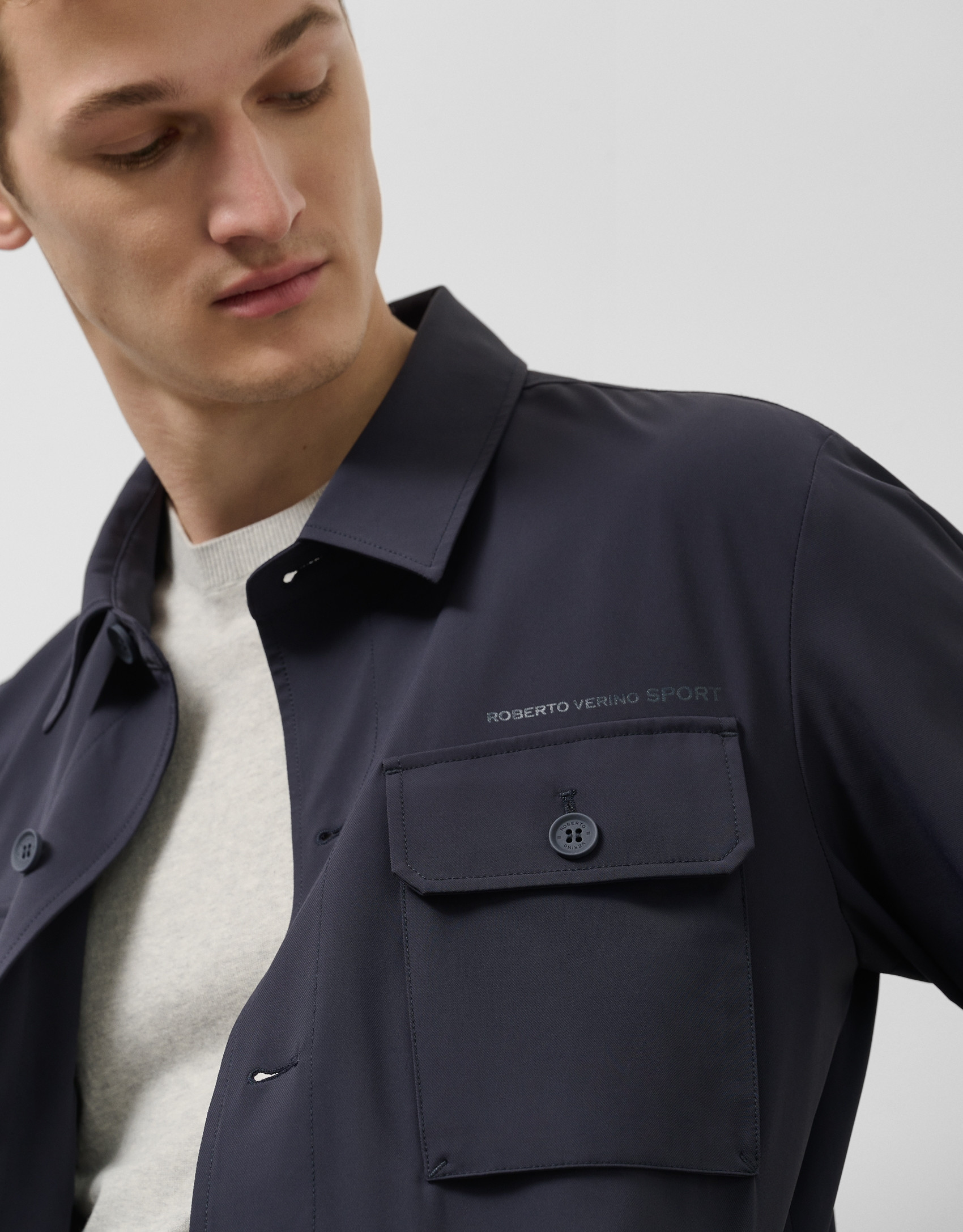 Navy blue technical overshirt - Man - SS2025 | Roberto Verino