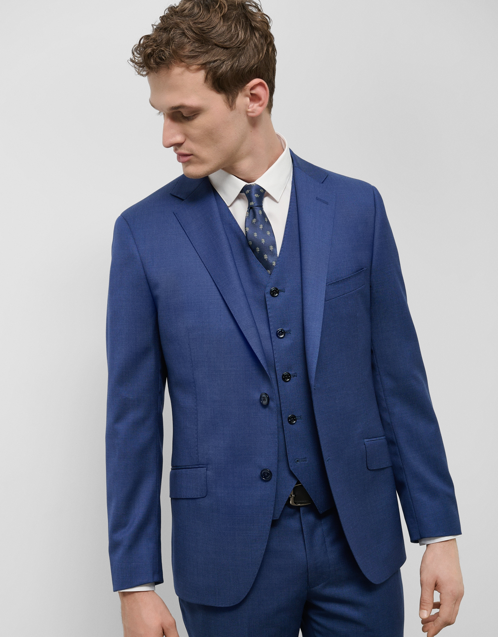 Medium Blue Plain Fake Vest - Man - SS2025 | Roberto Verino