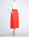 Coral long pleated skirt