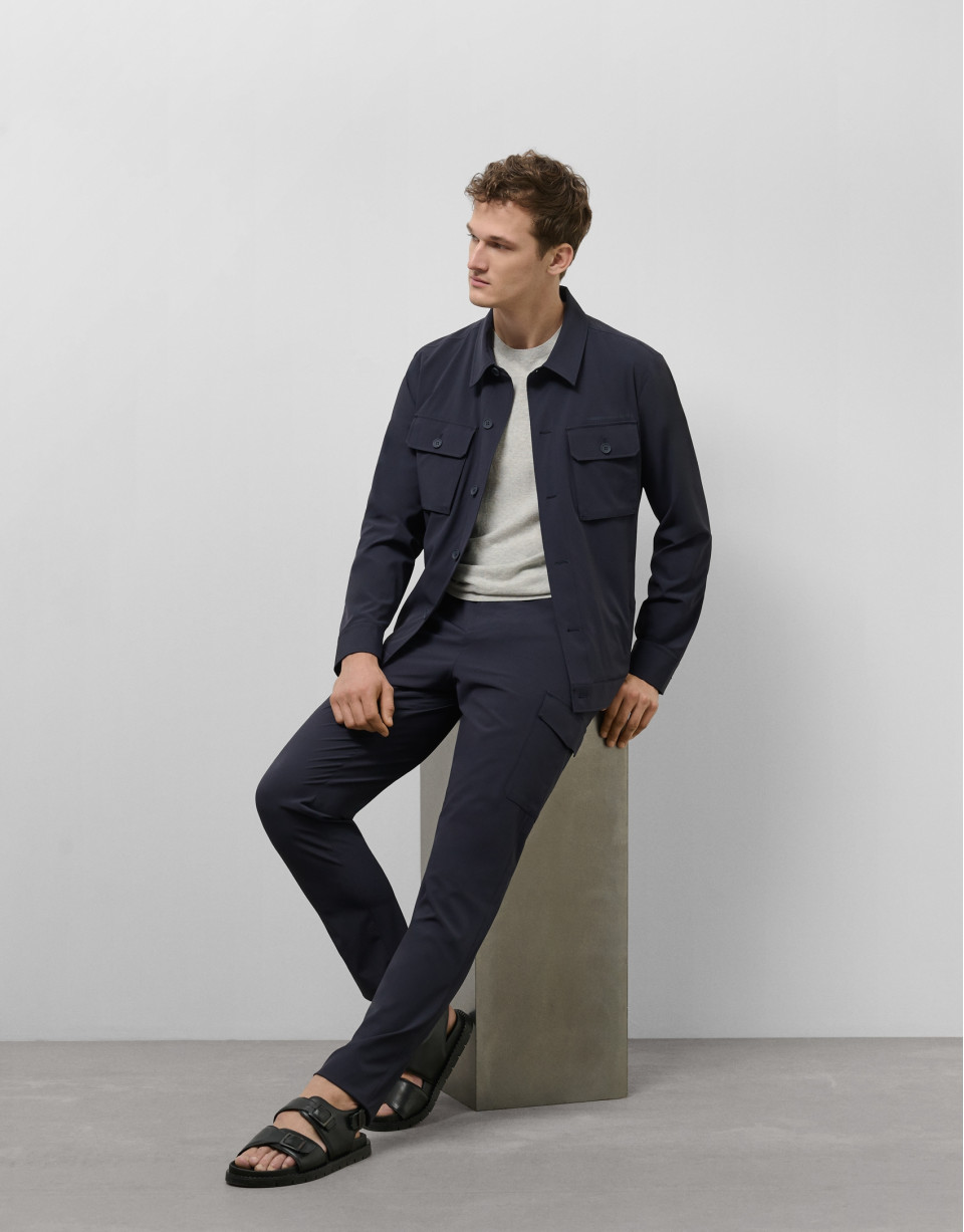 Navy blue technical overshirt - Man - SS2025 | Roberto Verino